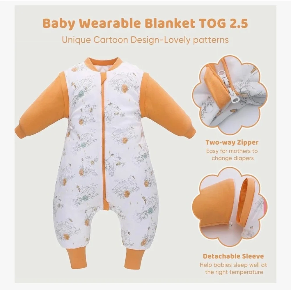 BUNDLE- 2 sets Baby‎ Wearable Blankets Cabin and Swan Design Two Way Zipper